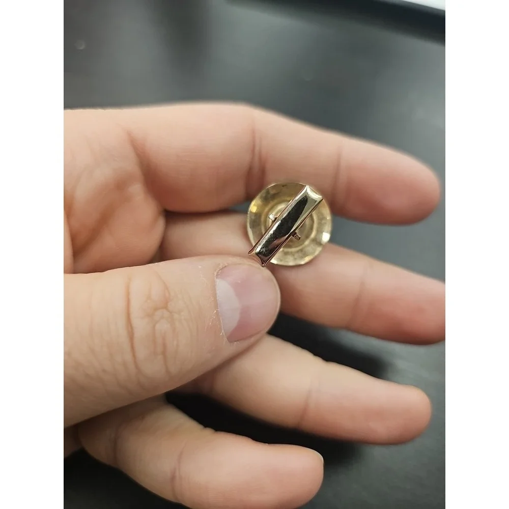 GREAT SET VINTAGE GOLD TONE METAL MOTHER OF PEARL CUFFLINKS & TIE PIN
